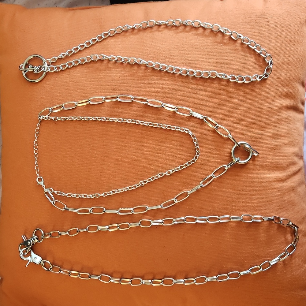 Chain Set, includes one chain layering necklace and 2 chains for wallet or jeans